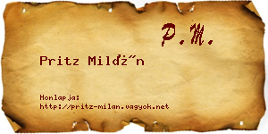 Pritz Milán névjegykártya